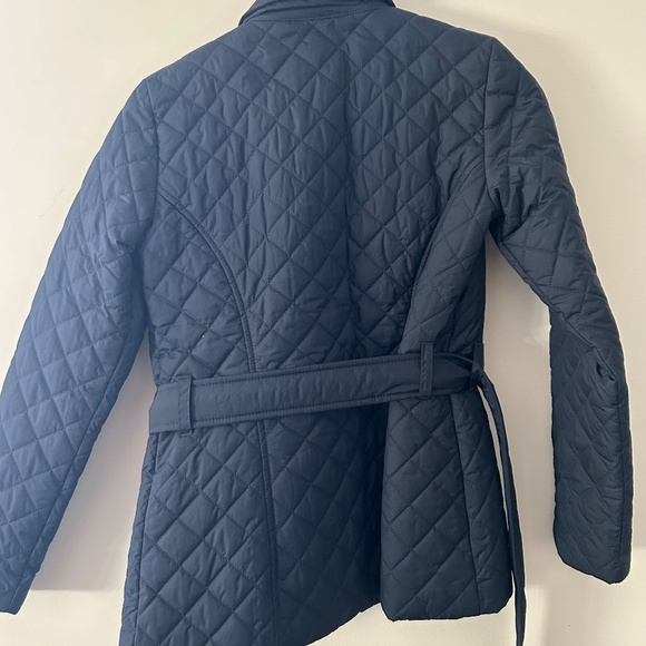 Navy Brooks Brothers Quilted belted coat - Picture 2 of 2